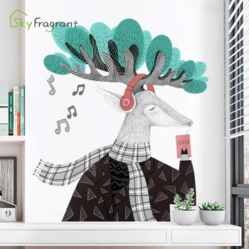 

Nordic elk wall stickers creative living room dining room entrance decoration bedroom decor stickers self-adhesive home decor
