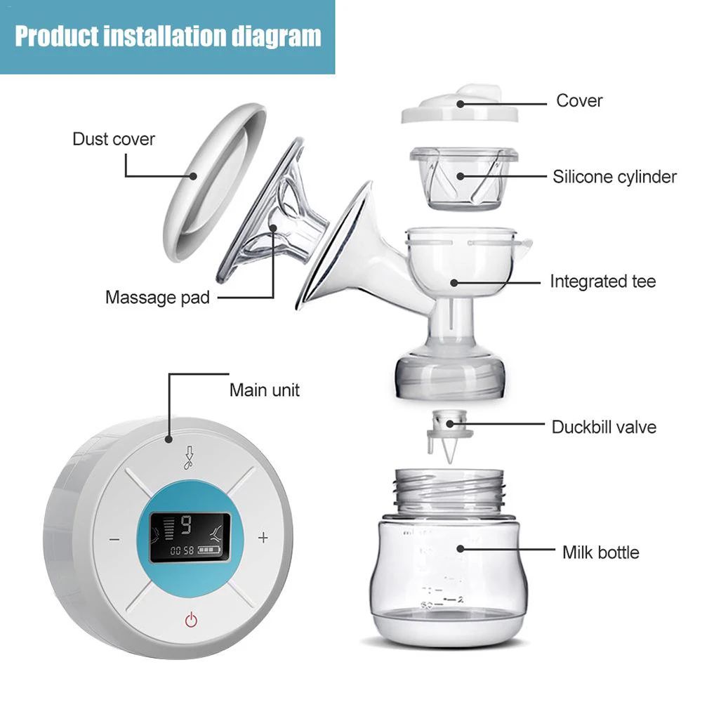Электрический молокоотсос с ЖК-дисплеем, автоматический отсос сосков, молочный массаж, насос для грудного вскармливания, аккумулятор, 3 режима, USB, перезаряжаемый, бесшумный молочный насос