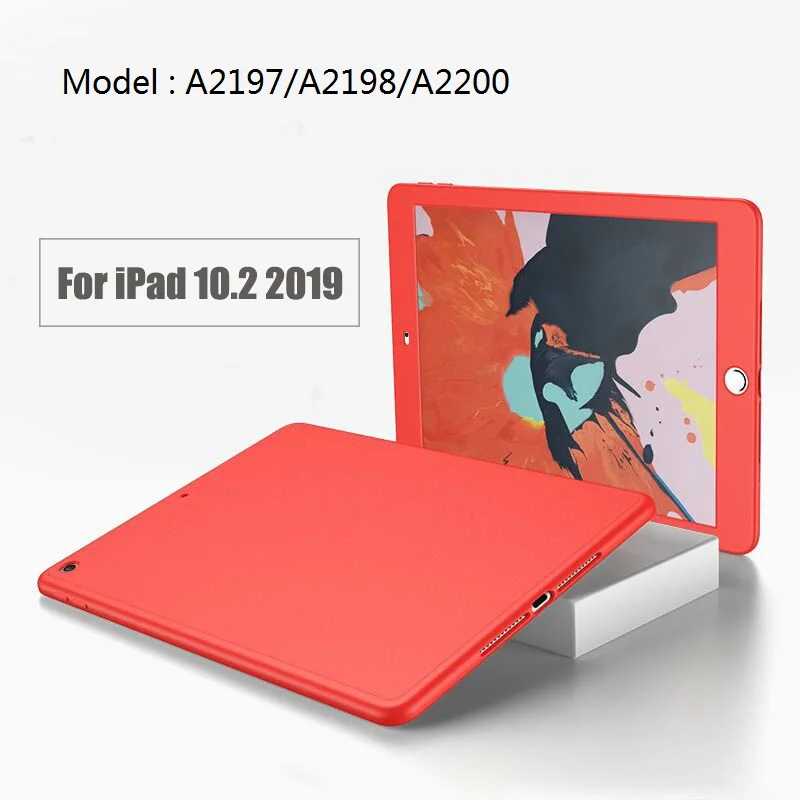360 градусов полное покрытие для Ipad 10,2 закаленное стекло с силиконовый чехол для iPad 7го поколения A2197 A2200 защита экрана - Цвет: Красный