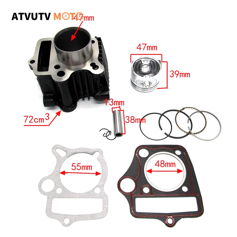 WOOSTAR Kit Pistone 42mm In Lega Di Alluminio Per CRF70, TRX70, XR70 E Motori Orizzontali Cinesi 70cc – Ricambio Per Pit Bike, ATV E Quad