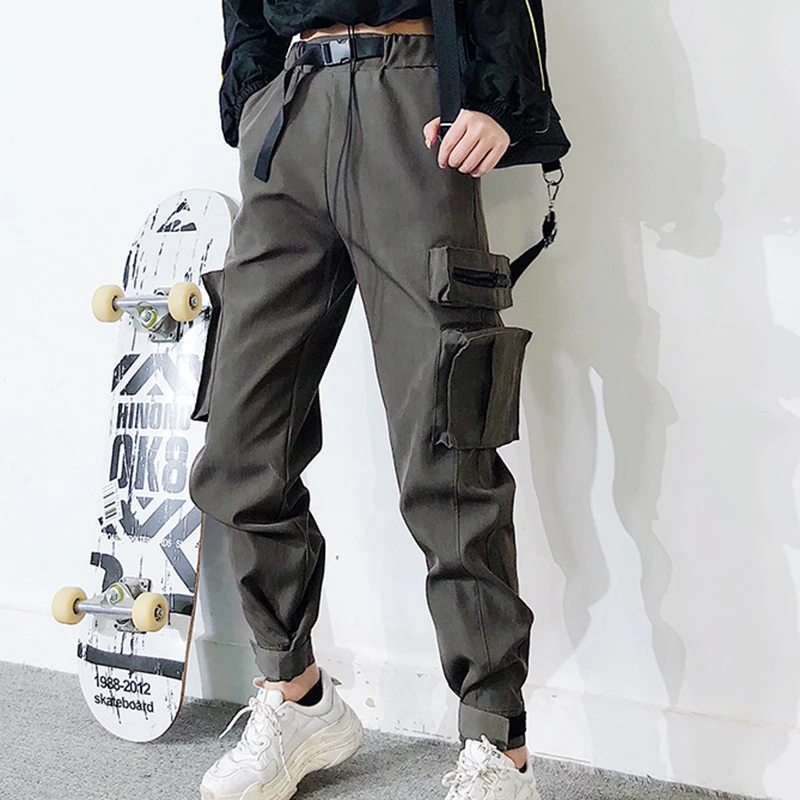 high waist cargo pants with belts