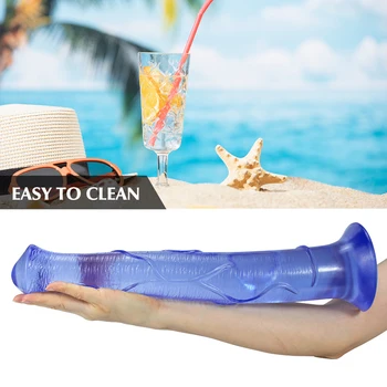 Soft Jelly Penis Super Long Dildo with Powerful Sucker Female Masturbation Tool Prostate Stimulator G-spot Vagina Stimulator 4