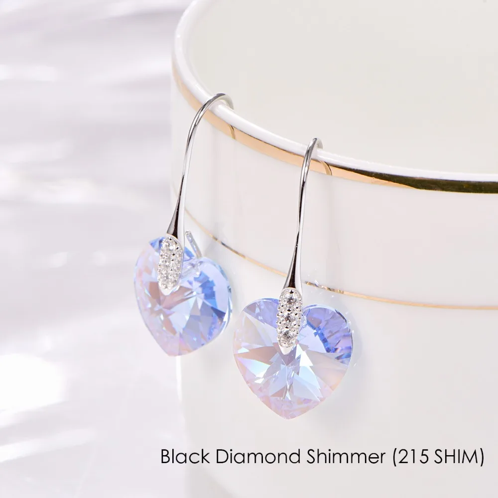 XILION сердце кристаллы от Swarovski Висячие серьги Мода стерлингового серебра украшения для пирсинга серьги для женщин ювелирные украшения в подарок любимой