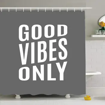 

Shower Curtain Set with Hooks 72x72 Typography Motivational Design Quote Vibes Graphic Prints Print Poster Signs Good Symbols