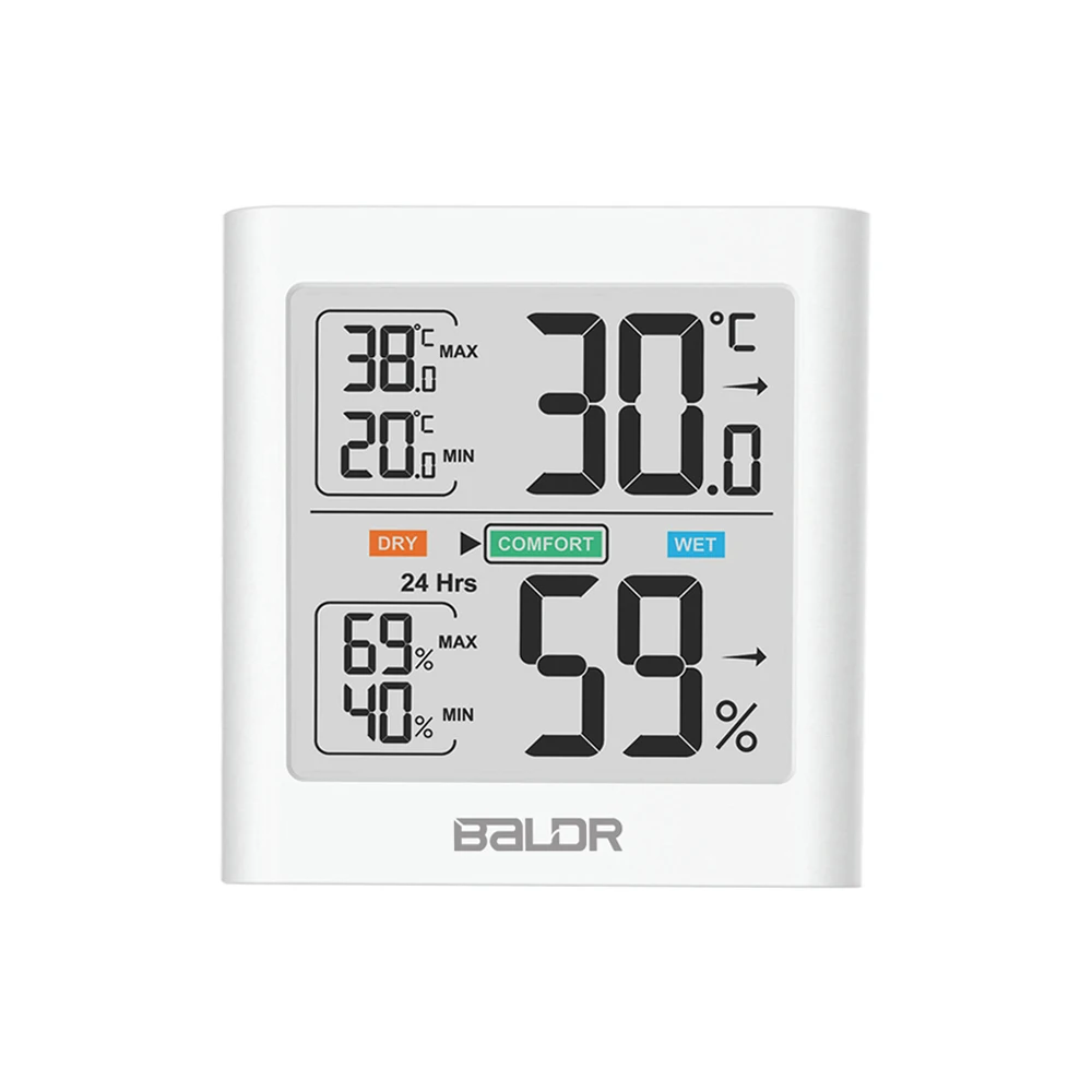 

Baldr Digital LCD Display Indoor Thermometer Hygrometer Thermo-hygrometer with Smart Backlight Meter Weather Station Tester