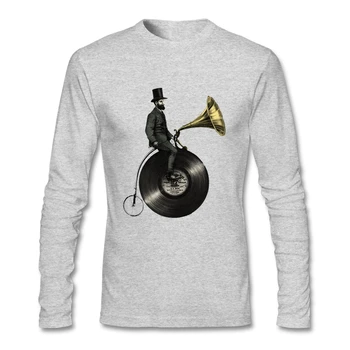 

Long Sleeve Music Vintage Victorian Top Hat Bike Bicycle Farthing T Shirts Men Life Men Camisetas Cotton Clothes Abstract Top