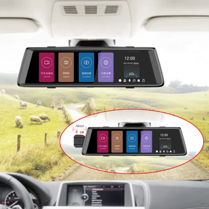 10in 1080P Dash Cam поток медиа автомобильная видеокамера DVR вождения рекордер зеркало заднего вида FKU66