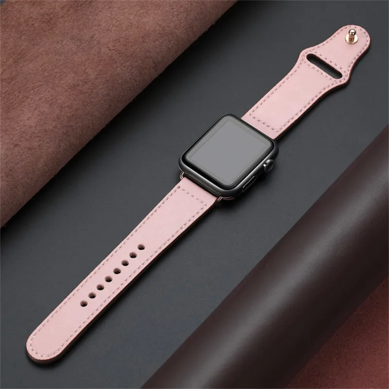 Натуральная кожа петля ремешок для наручных часов Apple Watch, ремешок 42 мм 44 мм Apple Watch 4 5 38 мм 40 мм, для iWatch, версия 3, 2, 1 ремешок сменный Браслет