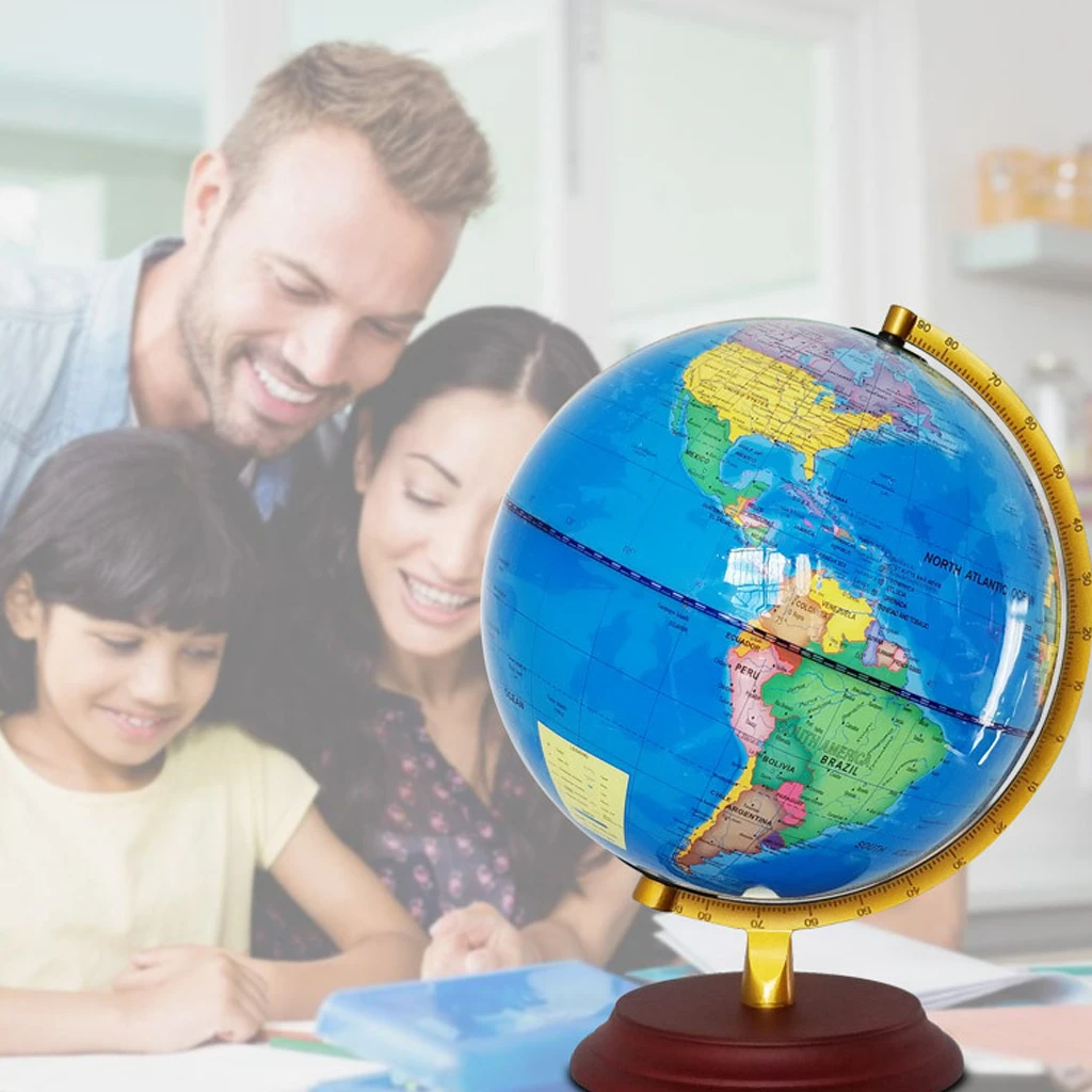 Blue Geography World Globe with Scale Stand Home/ School/ Office Desk Toy