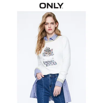 

ONLY Autumn Winter Loose Fit Cartoon Embroidery Long-sleeved Pullover Knit | 119113511