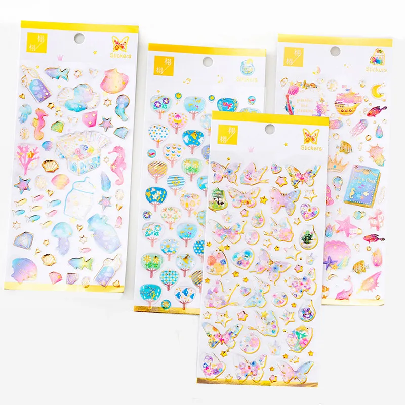 

4 Sheets Mixed Planet Animal Ocean Crystal Stickers Epoxy Resin Stickers Filler For Silicone Molds DIY Jewelry Making Tools