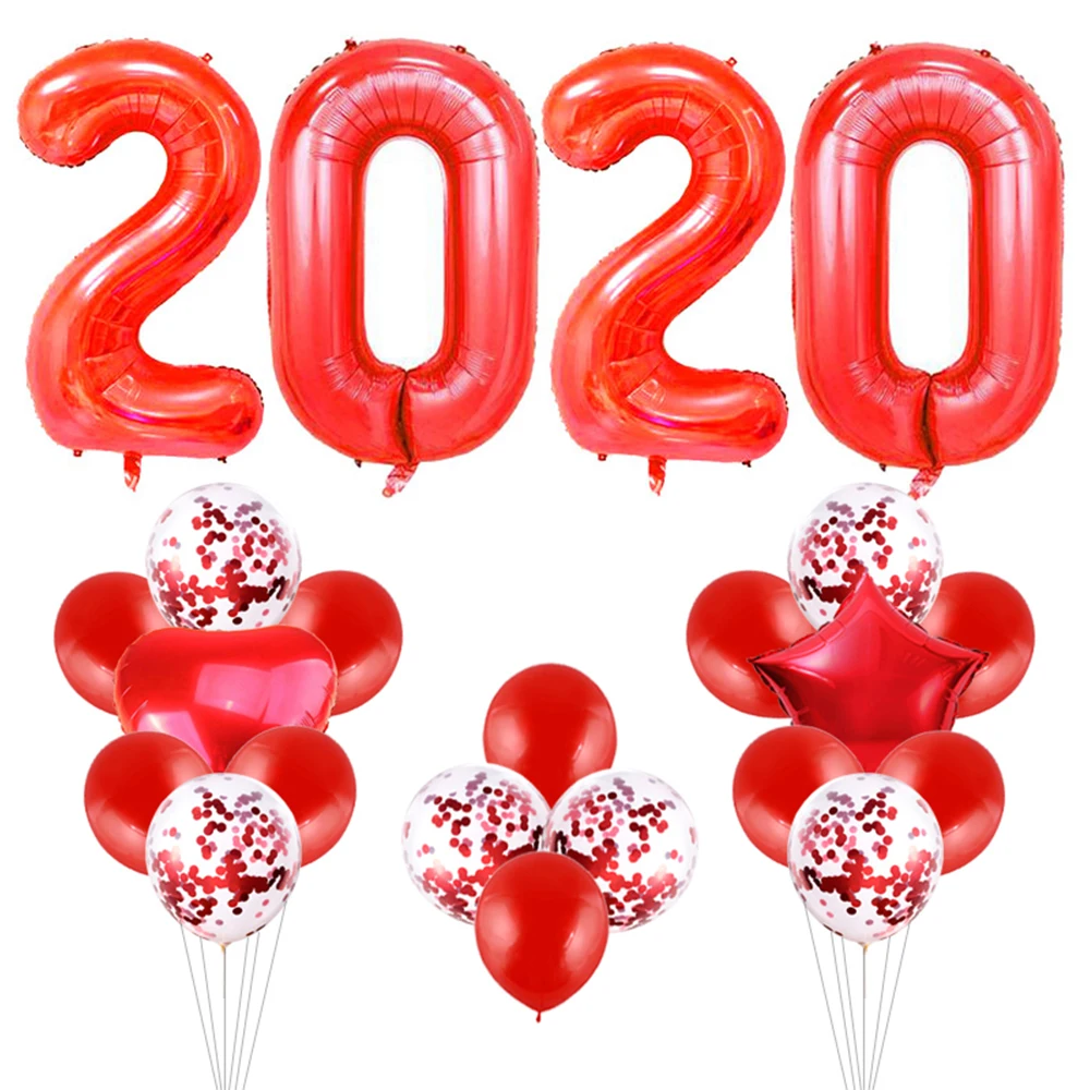 red 22 шт./компл. 32/40 дюймов надувные шары из алюминиевой фольги Happy новогоднее; рождественское с утолщённой меховой опушкой, День рождения Домашний декор Количество воздушных шаров - Цвет: red