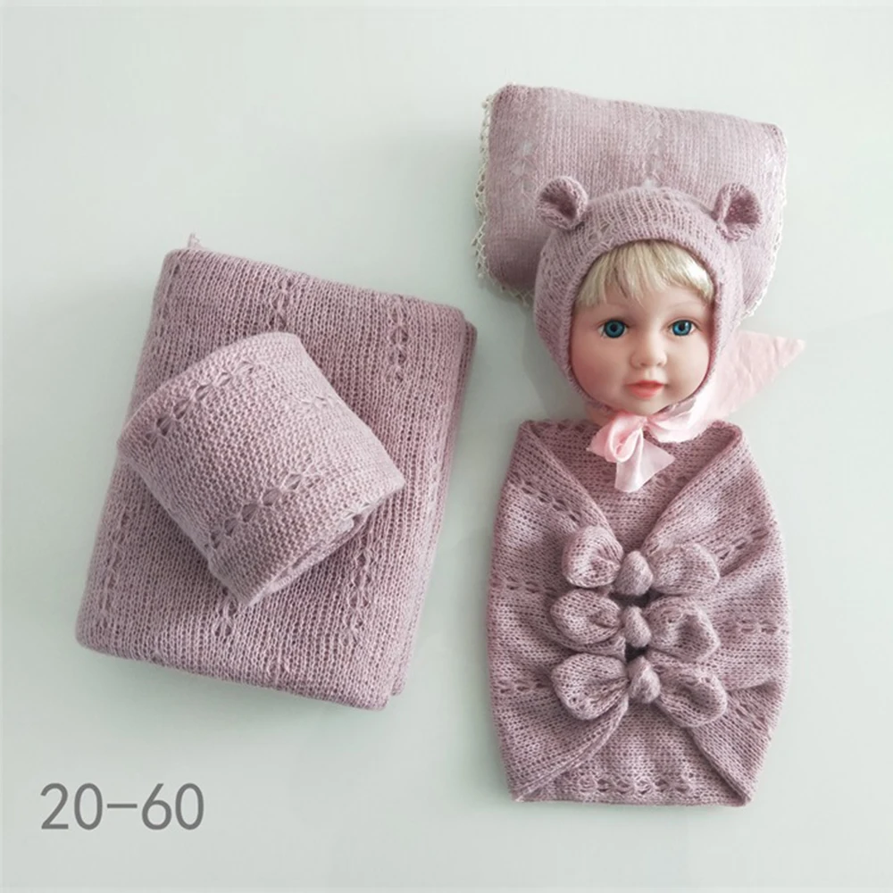 D& J 4 шт./5 шт. комплекты для новорожденных реквизит для фотосъемки ребенок позирует подушку шляпа капот обертывания фоновое одеяло Fotografia студия реквизит