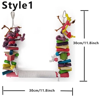 Pet Bird Parrot Chew Toy Bird Perch Stand Colorful Wood Building Block Cotton Rope Conure Swing.jpg