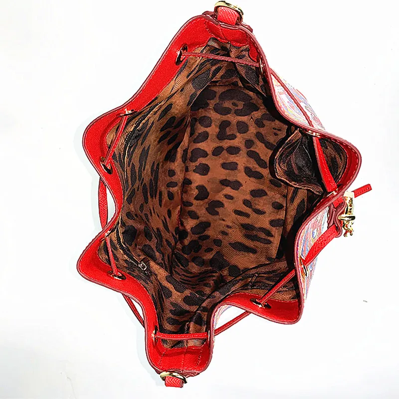 Роскошная брендовая сумка-ведро в этническом стиле из натуральной коровьей кожи, сумки на плечо для женщин, сумки с узором знаменитого дизайнера и цветов
