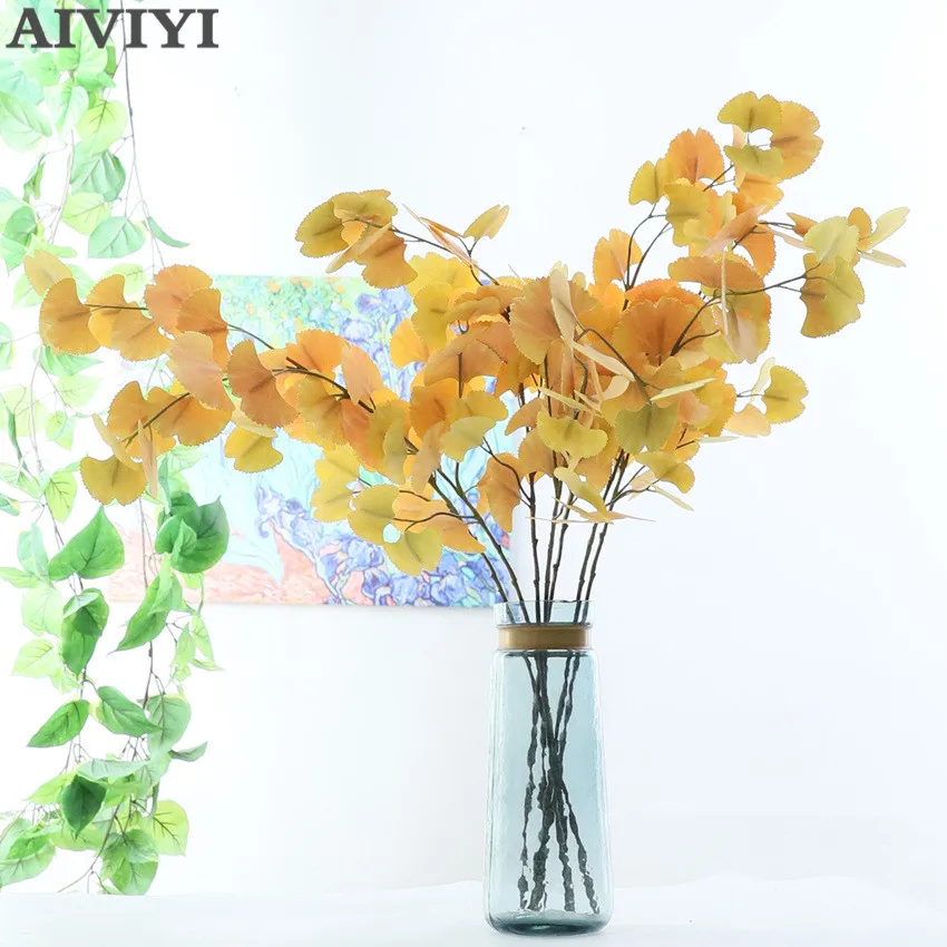 Fiore Artificiale 3D Nastro Ginkgo Biloba Fiore Artificiale Di Fascia Alta Artificiale Della Decorazione Della Casa Artificiale Pianta Ginkgo Multicol