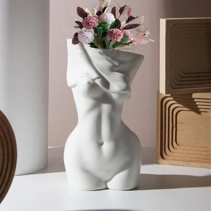 Ceramics Flower Vase Home Decor Vase Sculpture Nordic Decoration Home Flower Pots Decorative Female Body Art Vase Just6F