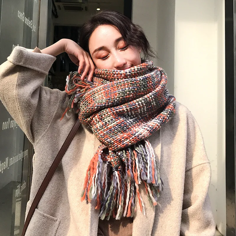 Китайский качественный Шелковый стиль осень и зима модный кашемировый милый классический шарф с принтом женский пляжный утепленный шерстяной теплый платок