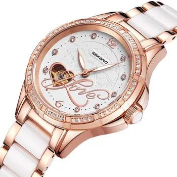 

Women's waterproof mechanical watch simple temperament students' leisure light luxury ceramic women's watch