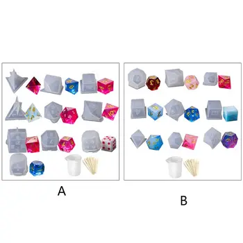 

DIY Crystal Epoxy Mold Dice Fillet Shape Multi-spec Digital Game Silicone Mould Q0KE