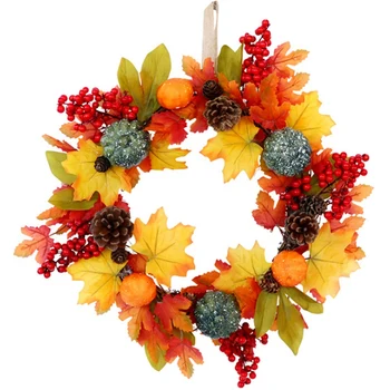 

Simulation Wreath Halloween Pumpkin Wreath Door Decoration Silk Cloth Wreath Holiday Window Decoration