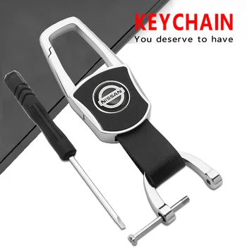 

Car-Styling 3D Metal Leather Auto Logo Keychain Key Chain Key Rings for Nissan Sylphy Altma X-trai Qashqai Kicks Lannia Tiida