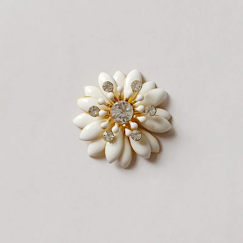 30pcs 30mm Gold color Alloy Material Enamel Crystal Flower Charm flower pendant For Head DIY Wedding Handmade Jewelry Making