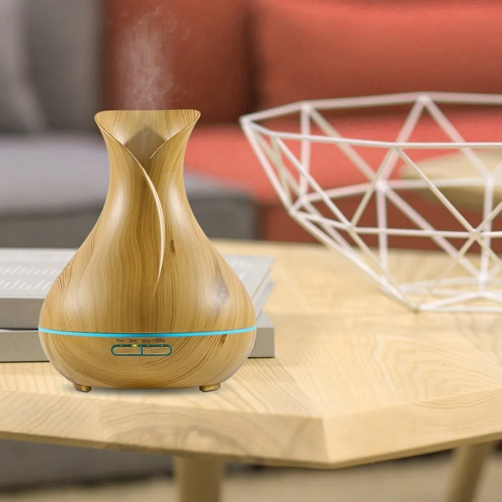 

Air Humidifier Electronic LED Air Purifier 400ML Ultrasonic Aroma Diffuser Portable Wood Grain Essential Oil Purifier EU US Plug