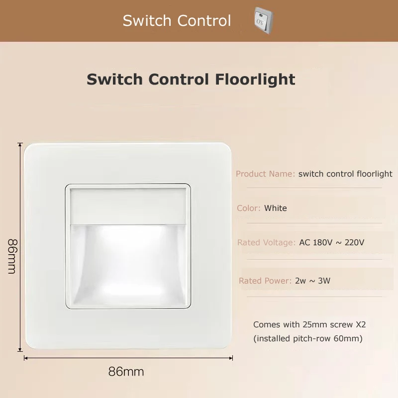 Recessed LED Wall Lamp Light Control+PIR Motion Sensor 86 Model Stair Light LED Footlight For Step Ladder Kitchen Foyer Loggia wall mounted light fixture Wall Lamps