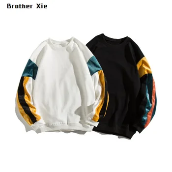 

Autumn New Hoodies Men Fashion Contrast Color Casual O-neck Sweatshirt Man Streetwear Wild Hip Hop Loose High Quality Pullover