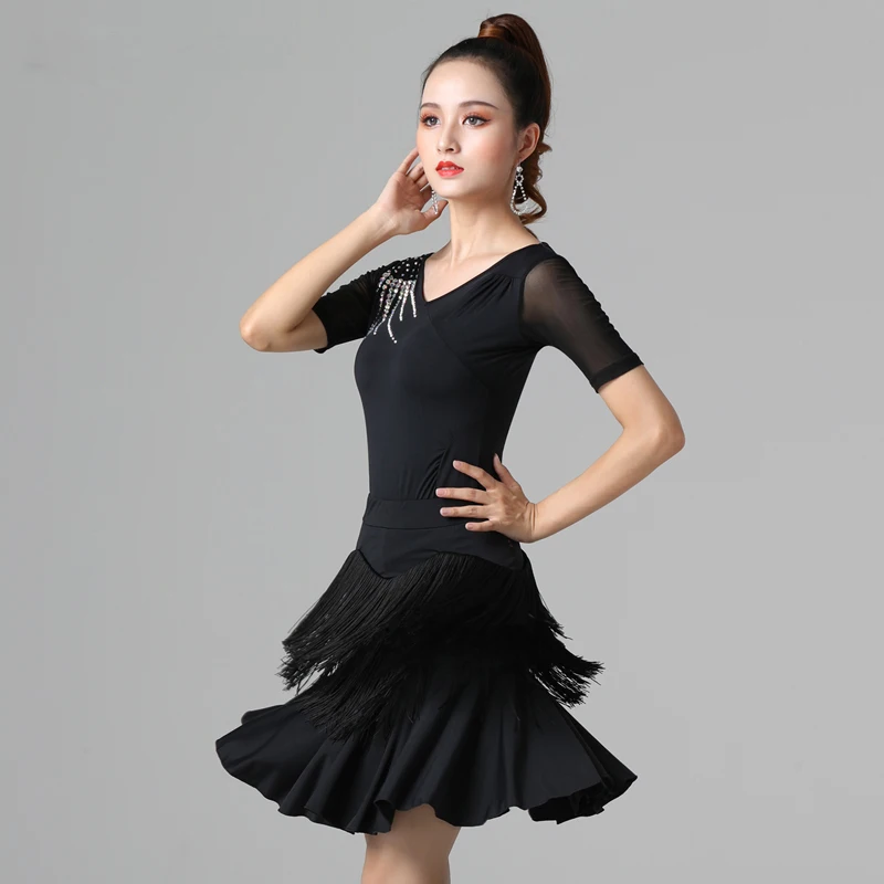 

Latin dance new dance suit female inlaid brick tassel two-piece modern dance performance costume autumn