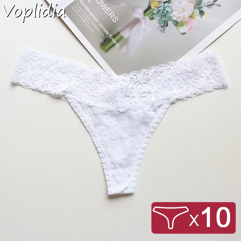 10 шт./лот Voplidia T-back женские трусики сексуальное кружевное нижнее белье стринги и