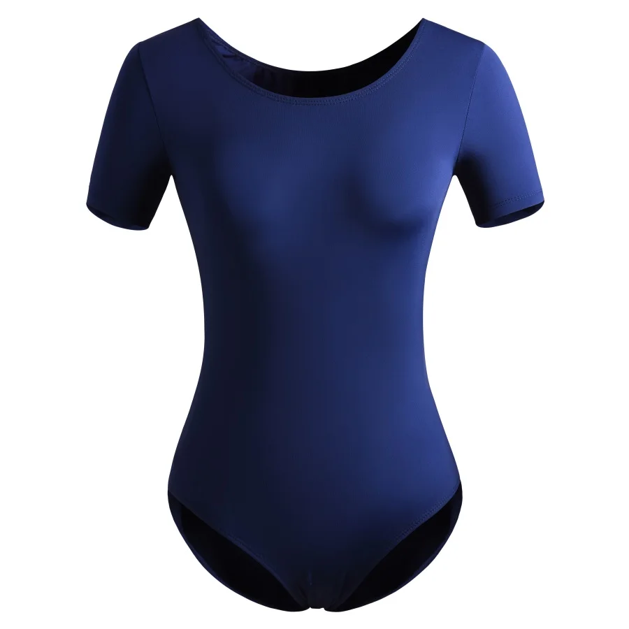 Women Ballet Leotard Dance Wear Adult Soft Nylon Short Sleeve Stretch
