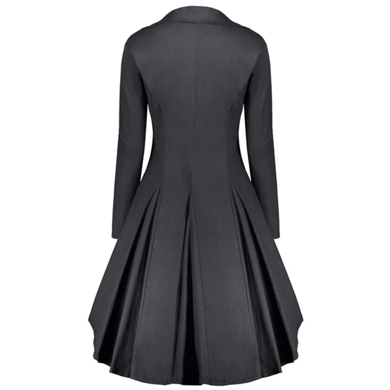 SFIT Новое Осеннее популярное винтажное Женское пальто в стиле стимпанк викторианского стиля с ласточкиным хвостом длинное однотонное пальто куртка тонкая верхняя одежда куртка