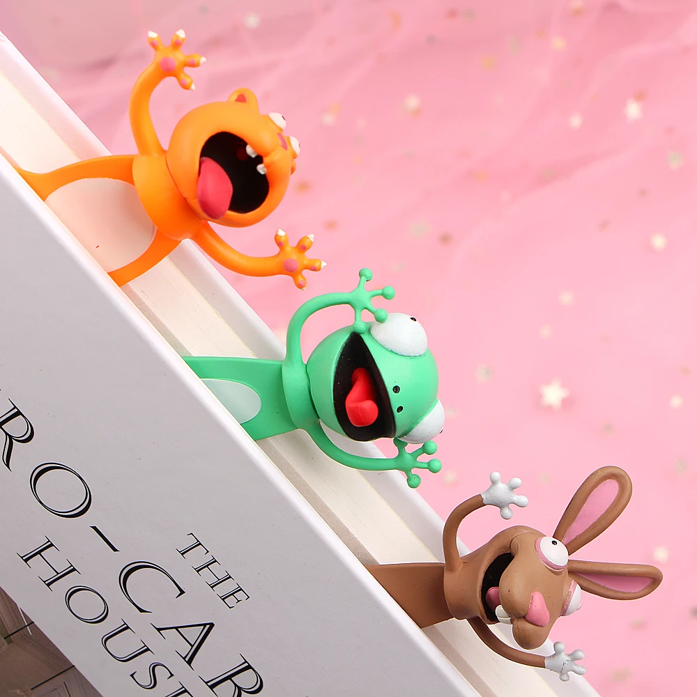 

Creative 3D Stereo Bookmarks for Books Cute Animal Cartoon Design Bookmark for Kids Stationery Supplies PVC Bookmark Pages Mark