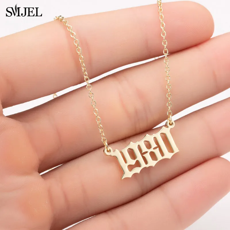 

SMJEL Stainless Steel Year Number Necklaces Men Women Date Number Bithrday Jewelry Year 1980 1998 to 2004 Personalized Gift