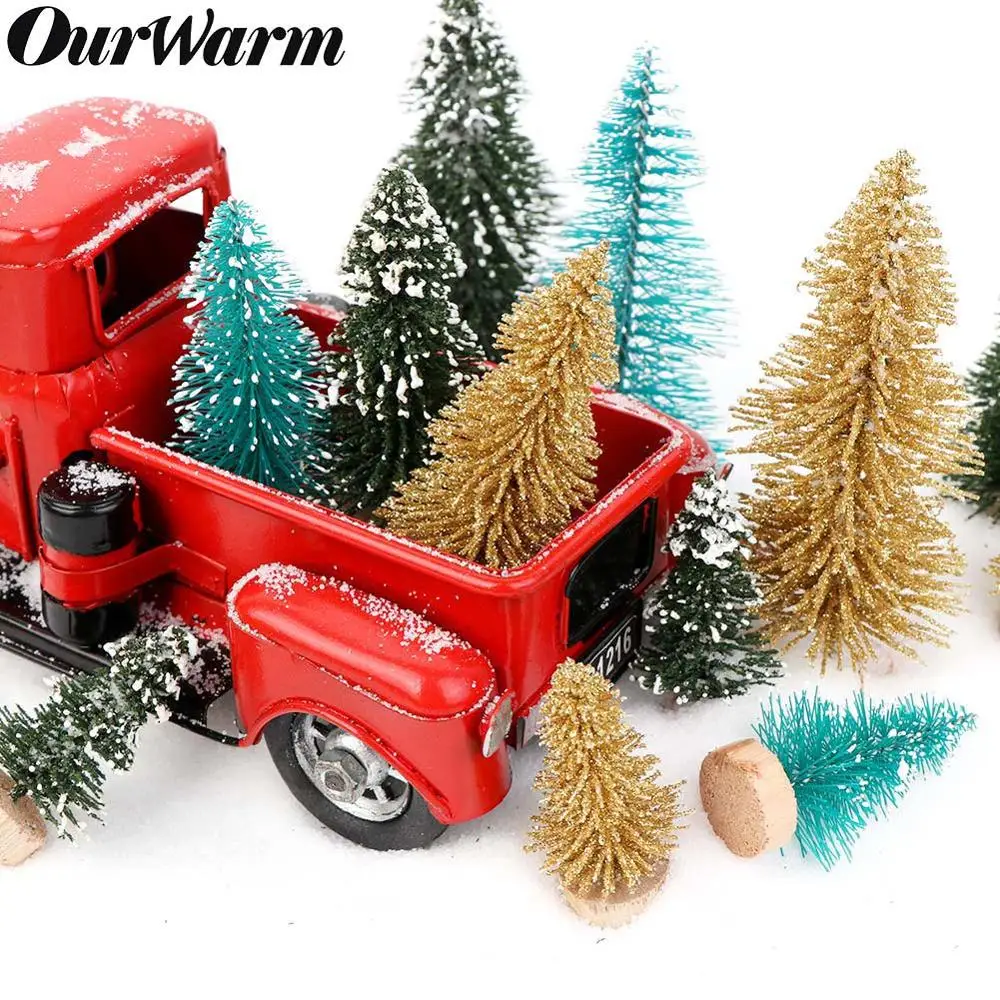 OurWarm 8 шт. мини сизаль елки 3 цвета бутылки кисти дерево DIY ремесло рабочего стола
