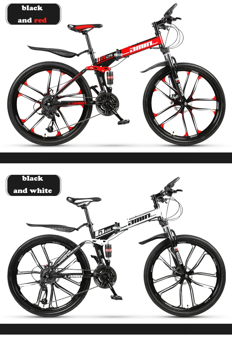 Cheap 21-Speed Mountain Folding Bicycle 24/26-inch Double Shock Absorption Variable Speed Fast Bike For Male And Female Students 11