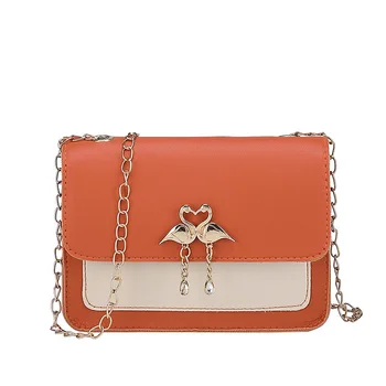 

Japan and South Korea Hipster Contrast Small Package Swan Pendant Shoulder Bag Handbag Chain Messenger Phone Purse Foreign Trade