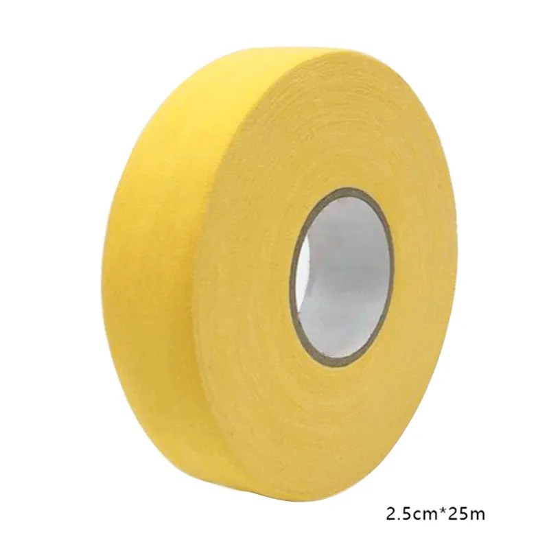 2,5 см x 25 м ткань Хоккейная лента Спортивная безопасность футбол волейбол баскетбол наколенники хоккейная ручка налокотник Гольф лента ZX00 - Цвет: Цвет: желтый