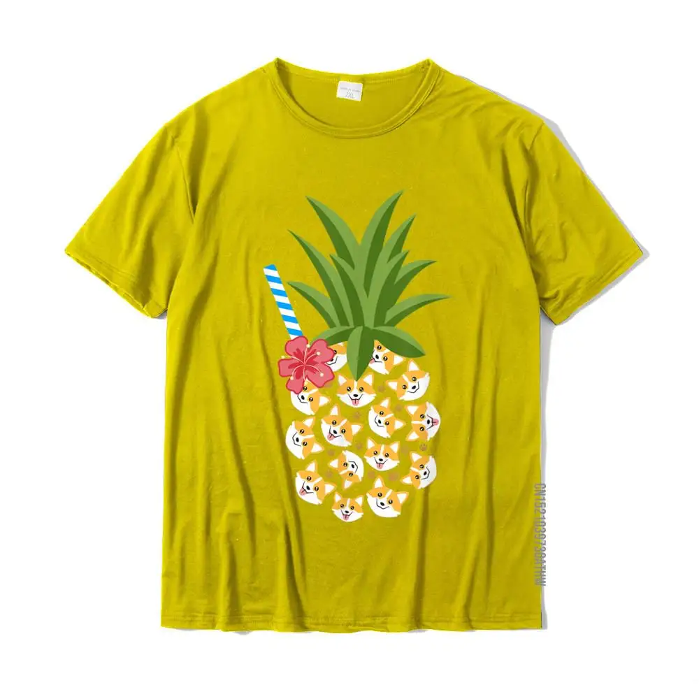 Casual Normal Summer/Fall 100% Cotton O-Neck Boy Tops Shirts Street T Shirt Prevalent Short Sleeve T Shirts Free Shipping Pineapple Corgi Hawaiian T Shirt Tropical Aloha Dog Lover T-Shirt__MZ19425 yellow