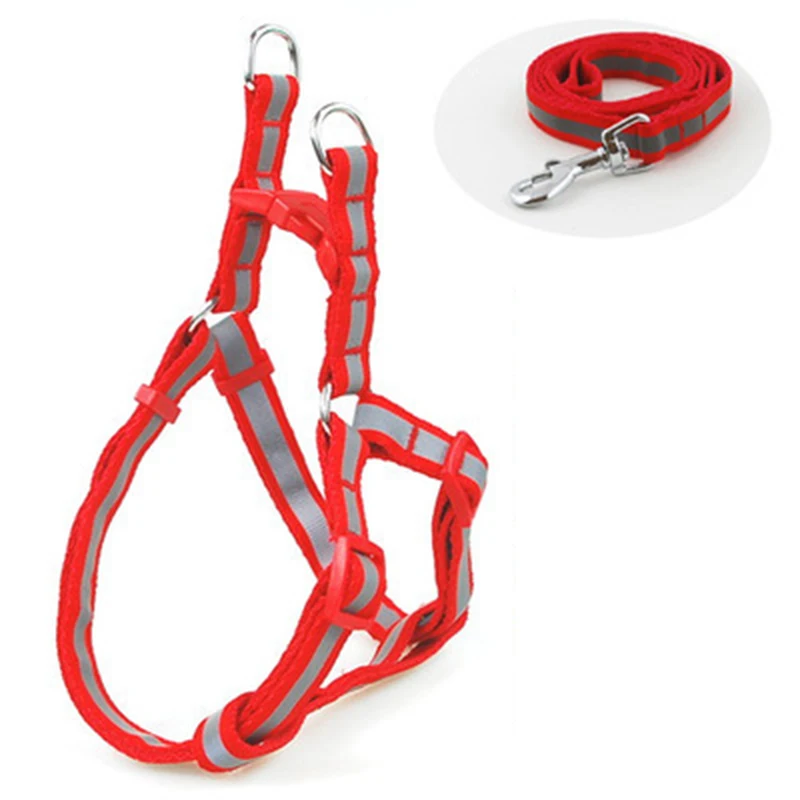 Adjustable Lead Harness Pet Hand Strap Walk Out Collar Reflective Nylon Small Dog Small Large - Цвет: Red S