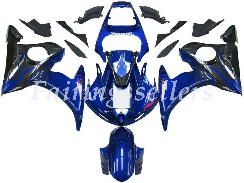 Новые ABS Пластиковые обтекатели, пригодные для Yamaha Обтекатели YZFR6 2003 2004 2005 обтекатель кузова YZF R6 03 04 05 на заказ черный - Цвет: Blue Black