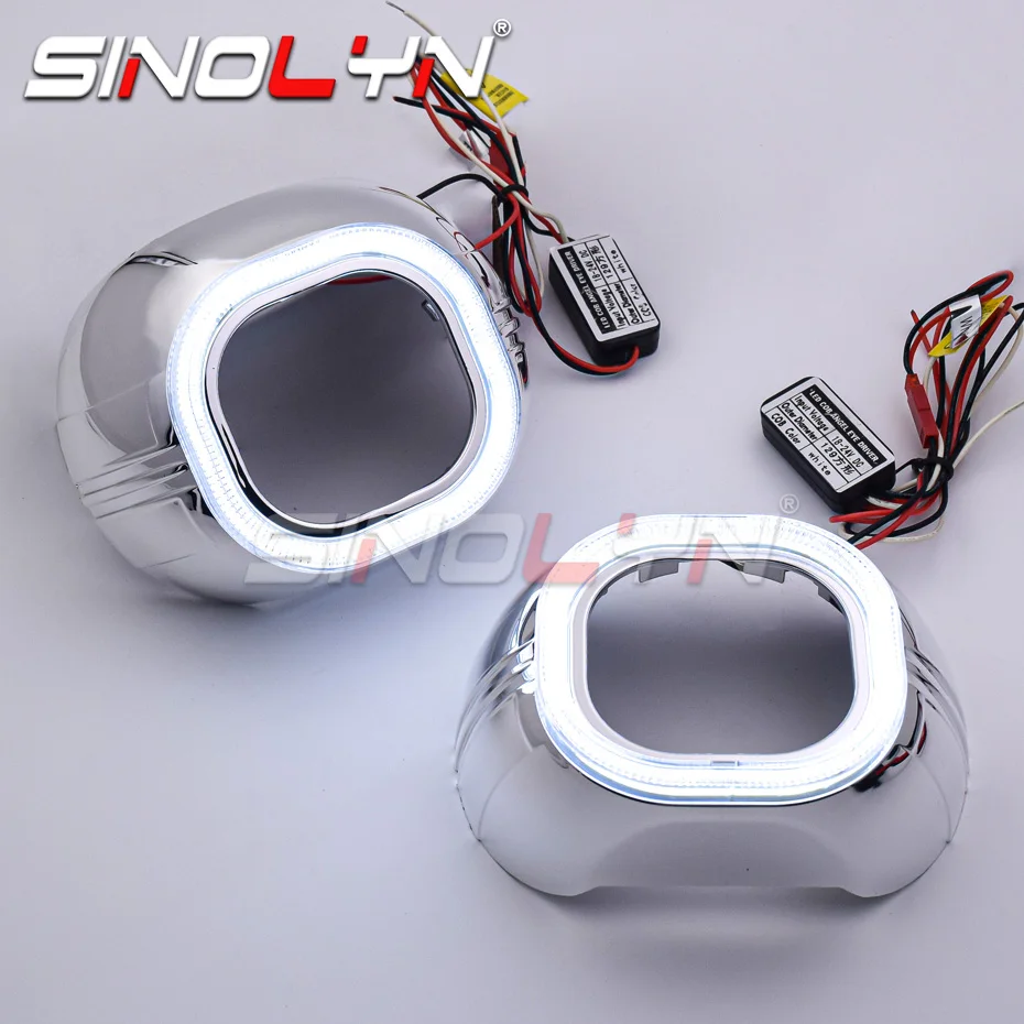 Sinolyn ангельские глазки кожухи для Hella 3R G5/ Koito Q5 3 0 Bi xenon линзы фар крышки лицевой
