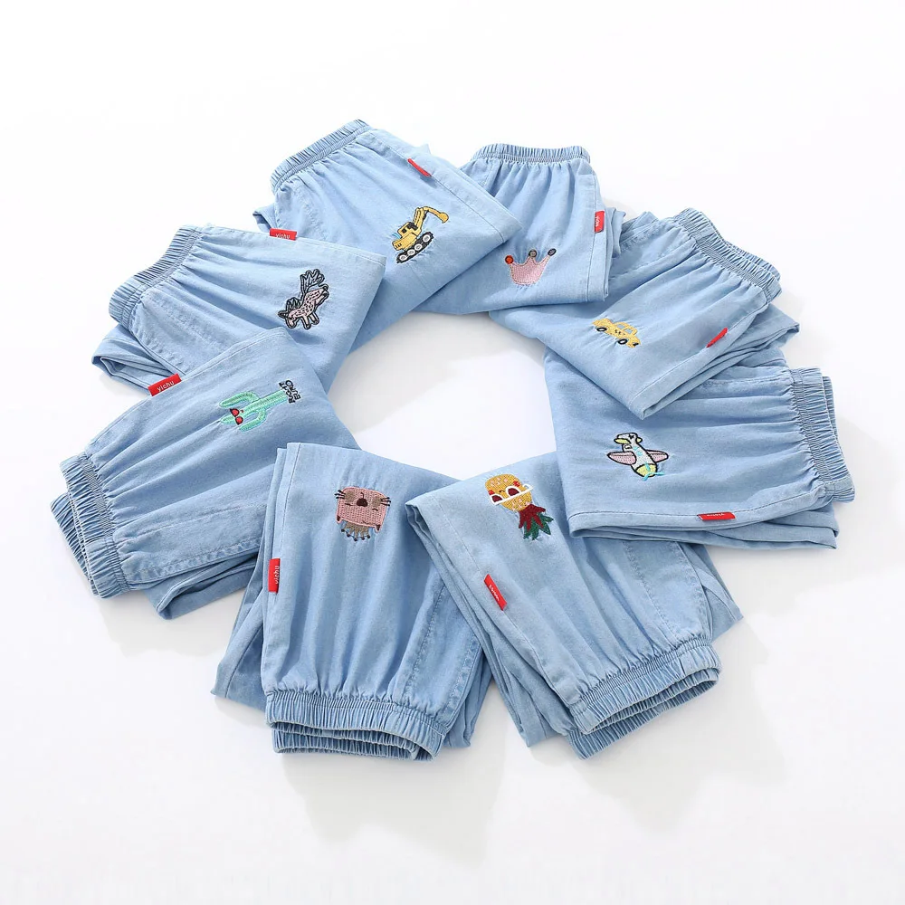 

Children Anti Mosquito Pants 2019 Summer New Style Men And Women Children Jeans Pure Cotton Tencel Lantern Pants Fashion Baby Ai
