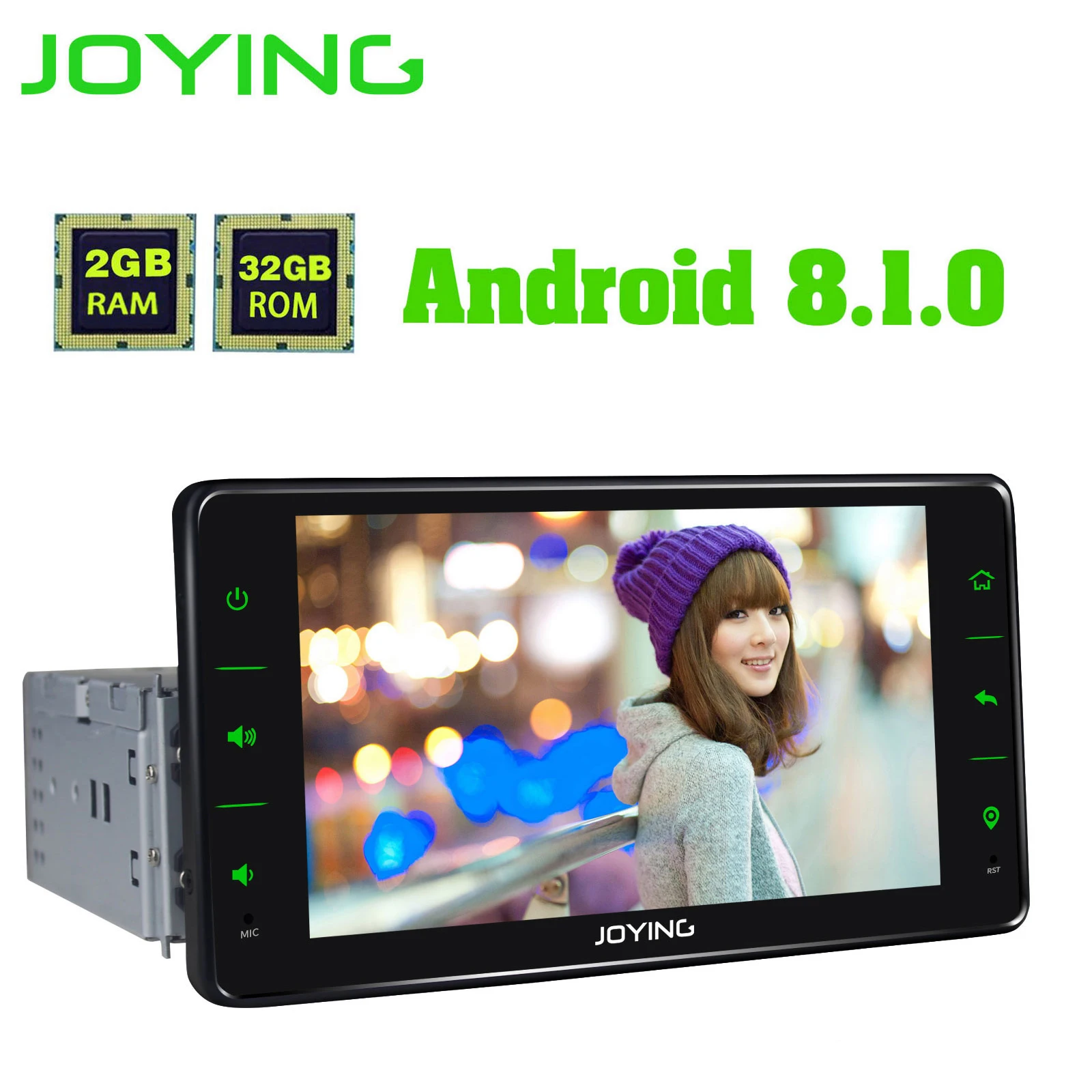Discount JOYING 1 din android 8.1 car radio gps android radio with bluetooth head unit 6.2 inch screen 2GB RAM 8 CORE rear view camera 1