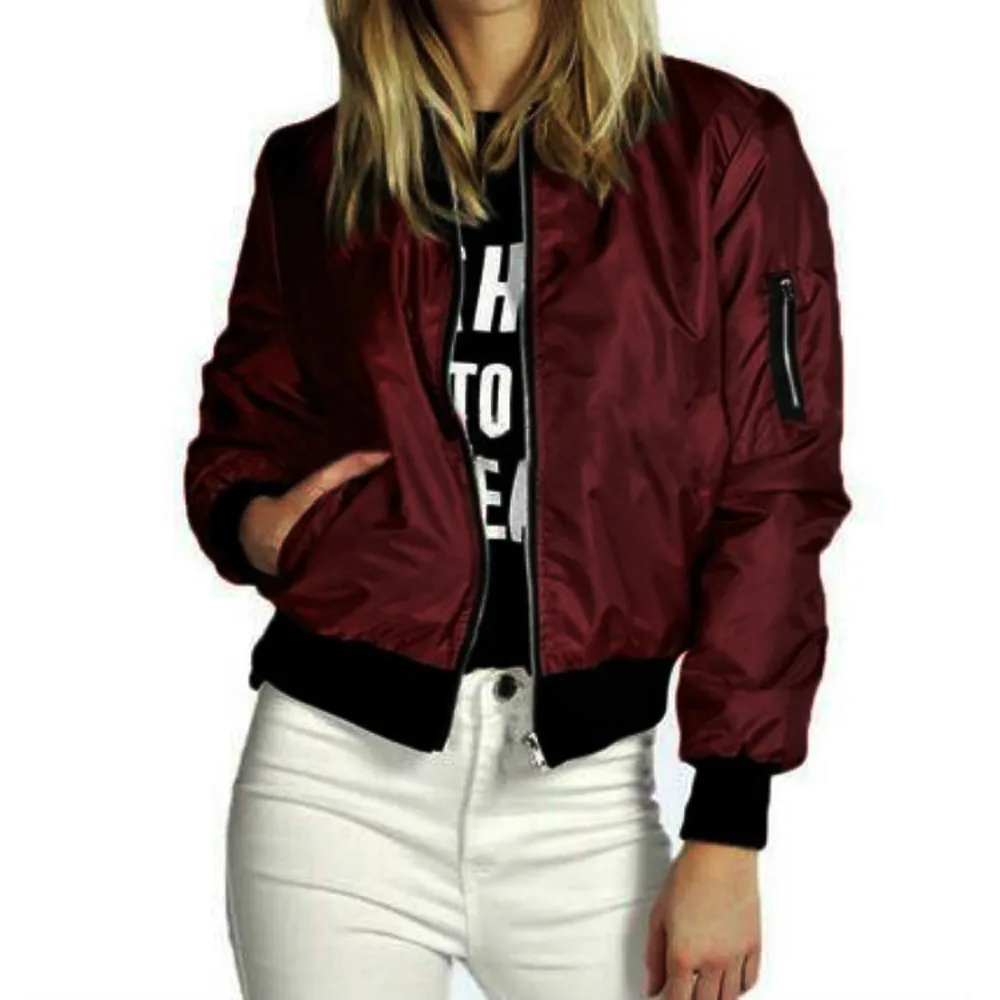 

Spring New Women's Bomber Zipper Jacket Female Casual Streetwear Hip Hop Slim Fit Pilot Coat Women Clothing Size Up to XL 821Z