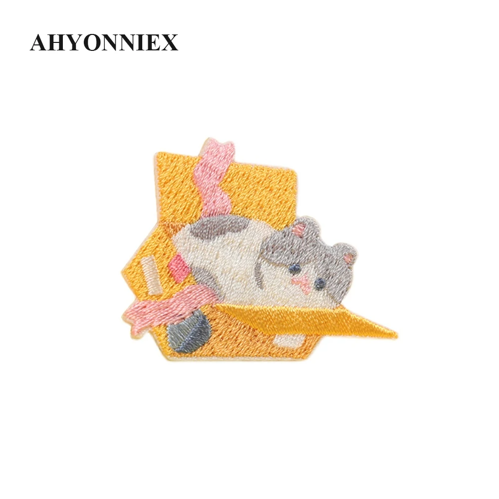 AHYONNIEX Frech Katze Patches für Mädchen Tasche Klebrige Applique für Buch Kleidung Kleine Eisen Auf Patch für Kinder Kleidung – Detail 4