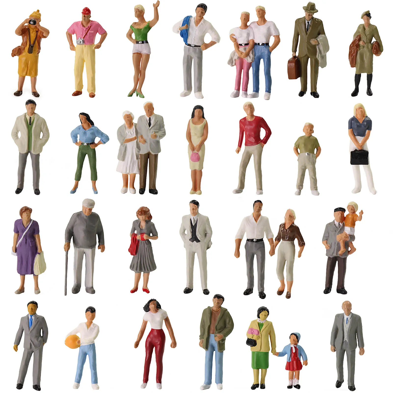 Details about   P4307 20pcs Model Trains 1:43 Scale O Scale Painted Standing Figures People 