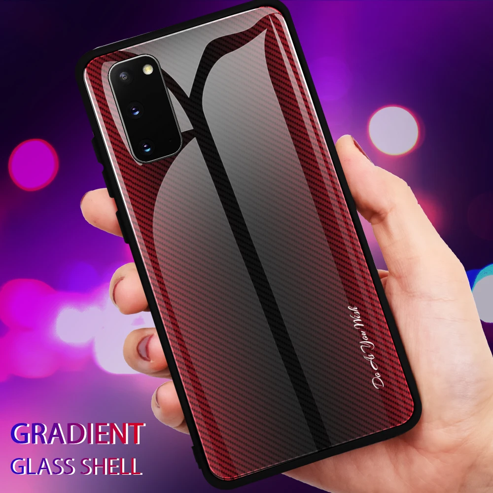Для samsung Galaxy 10 чехол Роскошный Жесткий закаленное стекло градиентный защитный